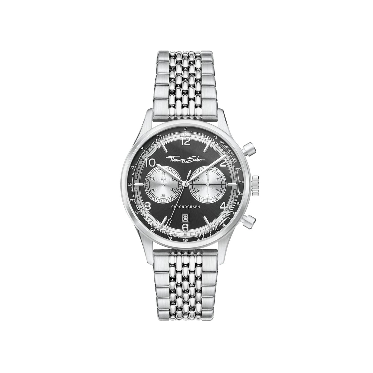 Reloj Rebel At Heart Chronograph Plata Negro Thomas Sabo WA0375-201-203-40