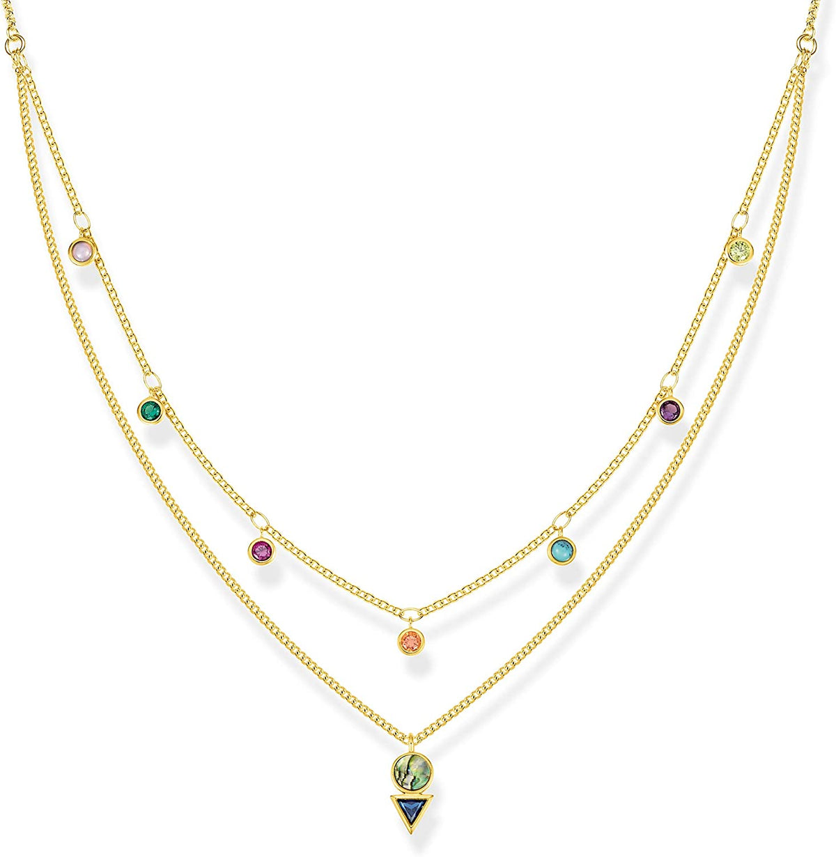 Collar Dorado Thomas Sabo Con Piedras Coloridas