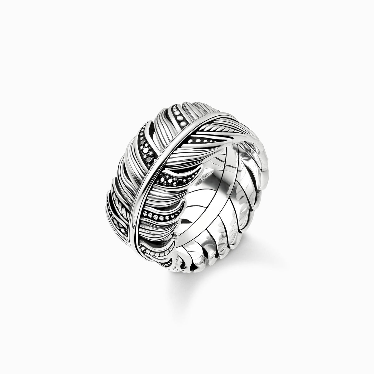 Anillo Plata Ennegrecida Thomas Sabo Plumas