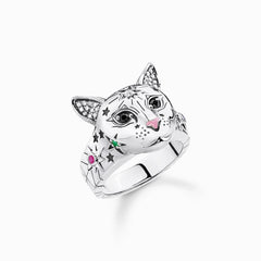 Anillo Plata Thomas Sabo Gato En Colores