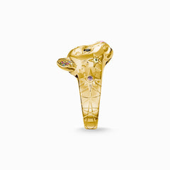 Anillo Dorado Thomas Sabo Gato En Colores