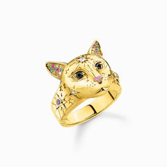 Anillo Dorado Thomas Sabo Gato En Colores