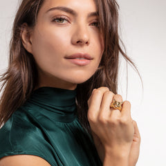Anillo Dorado Thomas Sabo Gato En Colores